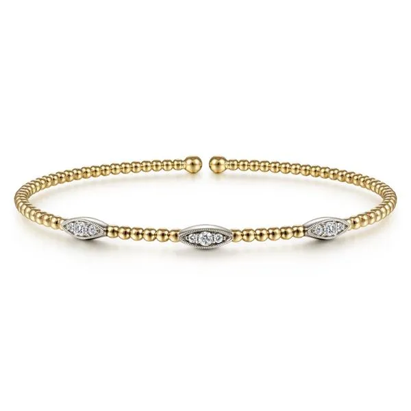Lady's Two-Tone 14 Karat Bujukan Bracelet, Length 6 Inches with 0.16ctw Round Diamonds, Serial Number S1564481 - Brax Jewelers Brax Jewelers Newport Beach, CA