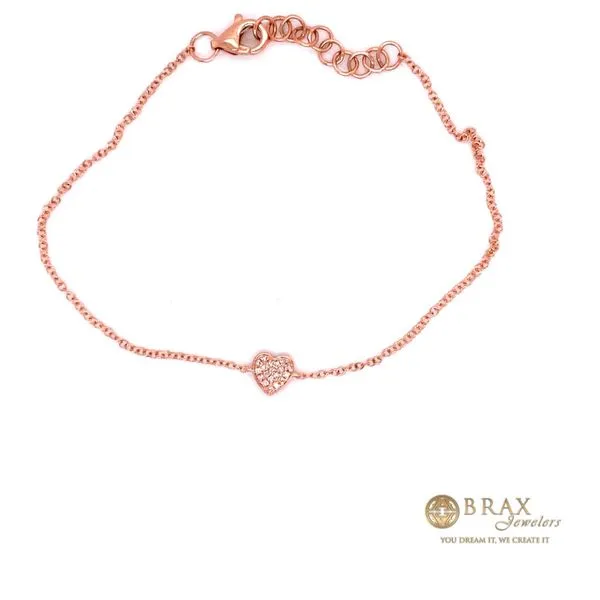 14 Karat Rose Gold Heart Bracelet with 0.04ctw Round Natural Diamonds, Style Number SC55002978 - Brax Jewelers Image 2 Brax Jewelers Newport Beach, CA