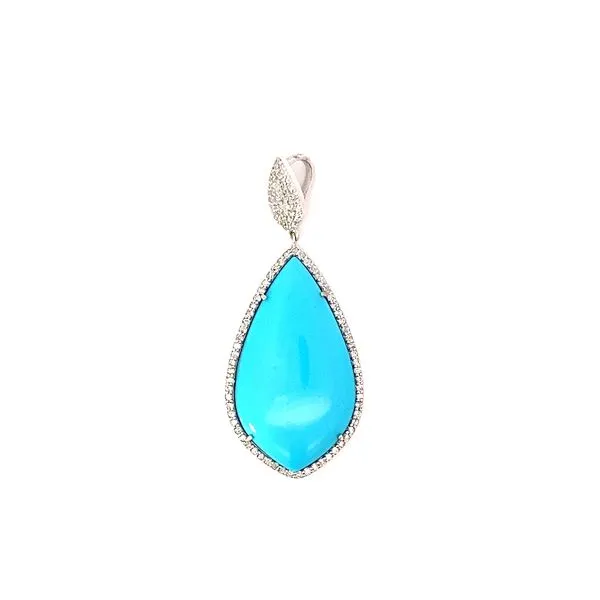 18 Karat White Gold Pendant with 17.70Tw Fantasy Cut Turquoise and 0.75Tw Round Diamonds-Brax Jewelers Brax Jewelers Newport Beach, CA