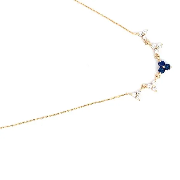 Round Blue Sapphire and Round Diamond Necklace in 18 Karat Yellow Gold - Brax Jewelers Image 2 Brax Jewelers Newport Beach, CA