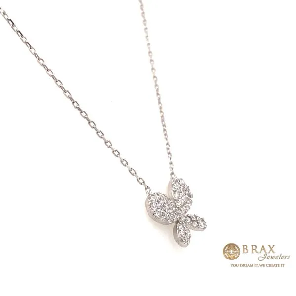 Gold Plated White Gold Butterfly Silver Necklace 3738-W - Brax Jewelers Image 2 Brax Jewelers Newport Beach, CA