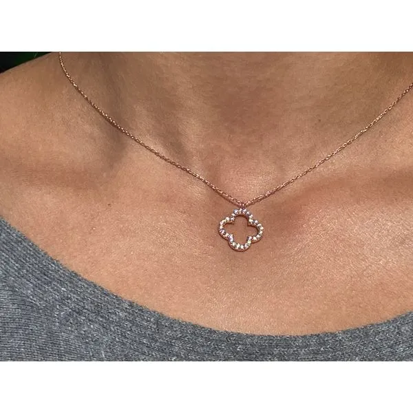 Gold Plated Rose Gold Clover Silver Necklace 1969N-R - Brax Jewelers Image 4 Brax Jewelers Newport Beach, CA