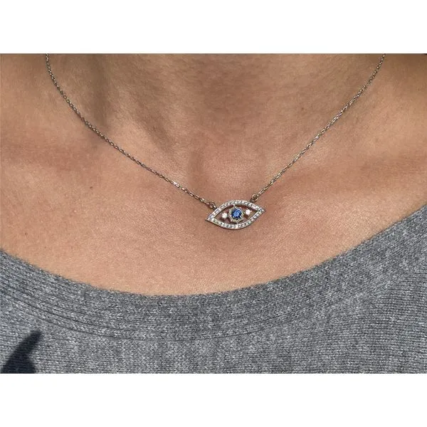 Gold Plated White Gold Evil Eye Silver Necklace 15124 - Brax Jewelers Image 5 Brax Jewelers Newport Beach, CA