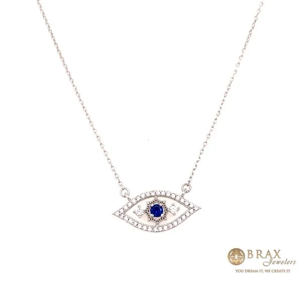 Gold Plated White Gold Evil Eye Silver Necklace 15124 - Brax Jewelers Brax Jewelers Newport Beach, CA