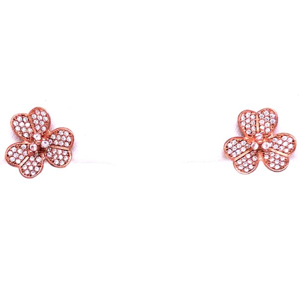 Silver Rosé Flower Earrings Brax Jewelers Newport Beach, CA