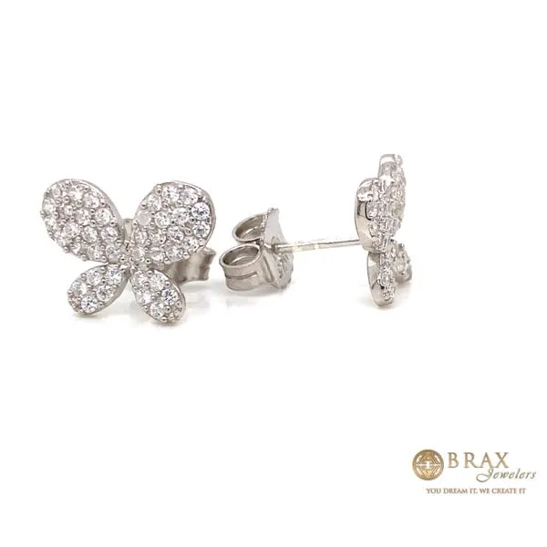 Gold Plated White Gold Butterfly Studs Earrings EARR3738-W - Brax Jewelers Image 2 Brax Jewelers Newport Beach, CA