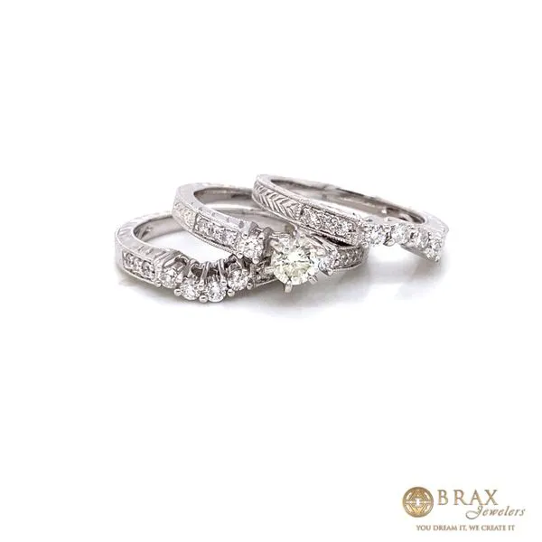 18K White Gold Diamond Engagement Ring Set Image 2 Brax Jewelers Newport Beach, CA