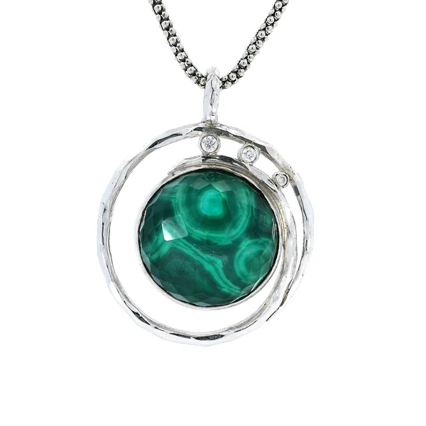 Sterling Silver Quartz, Malachite, & Diamond Pendant Carroll's Jewelers Fort Lauderdale, FL