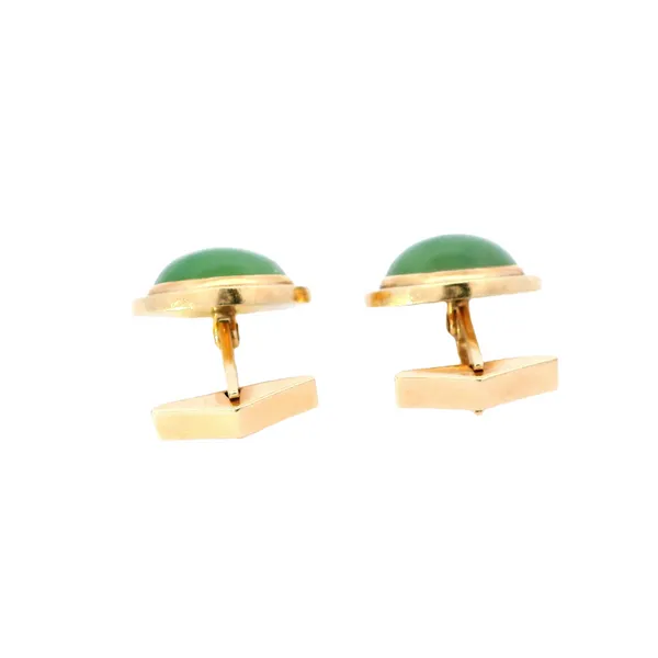 14K Yellow Gold Nephrite Jade Cufflinks Image 3 Carroll's Jewelers Fort Lauderdale, FL