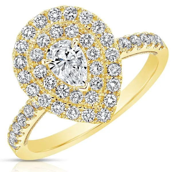 1/3 CT CENTER PEAR SHAPE D-HALO 1 CTW DIAMOND ENGAGEMENT RING Image 2 Cellini Design Jewelers Orange, CT