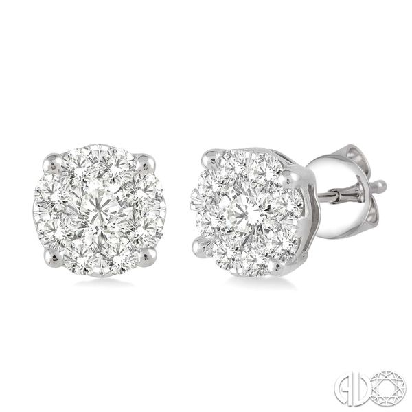 3/4 Ctw Lovebright Round Cut Diamond Earrings in 14K White Gold Cellini Design Jewelers Orange, CT