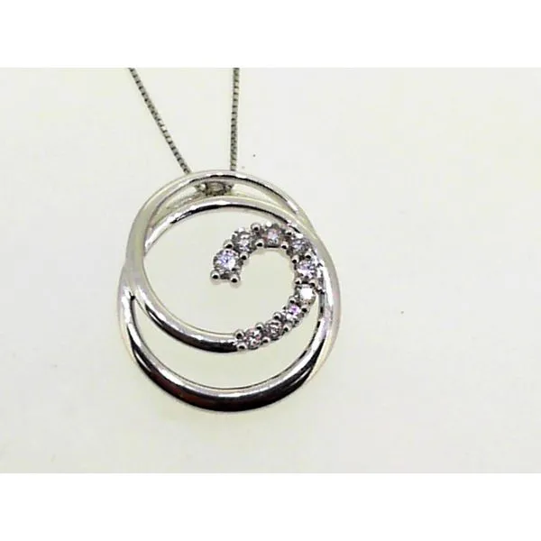 14K White Gold Diamond Wave Pendant Charles Frederick Jewelers Chelmsford, MA