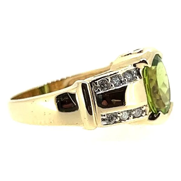 14KY 9X7mm Peridot And Diamond Ring Image 2 Charles Frederick Jewelers Chelmsford, MA