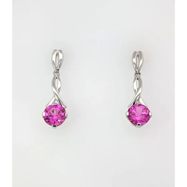 Sterling Created Pink Sapphire Earrings Charles Frederick Jewelers Chelmsford, MA