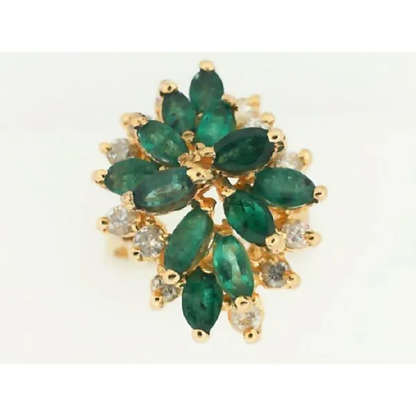 14KY Marquise Emerald & Diamond Cocktail Ring Chipper's Jewelry Bonney Lake, WA