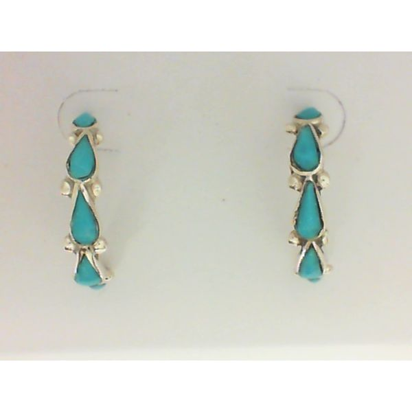 925 Sterling Silver Turquoise Hoop Earrings Chipper's Jewelry Bonney Lake, WA