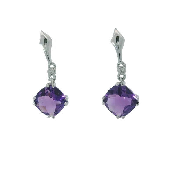 14K White Gold Amethyst Diamond Earrings Chipper's Jewelry Bonney Lake, WA
