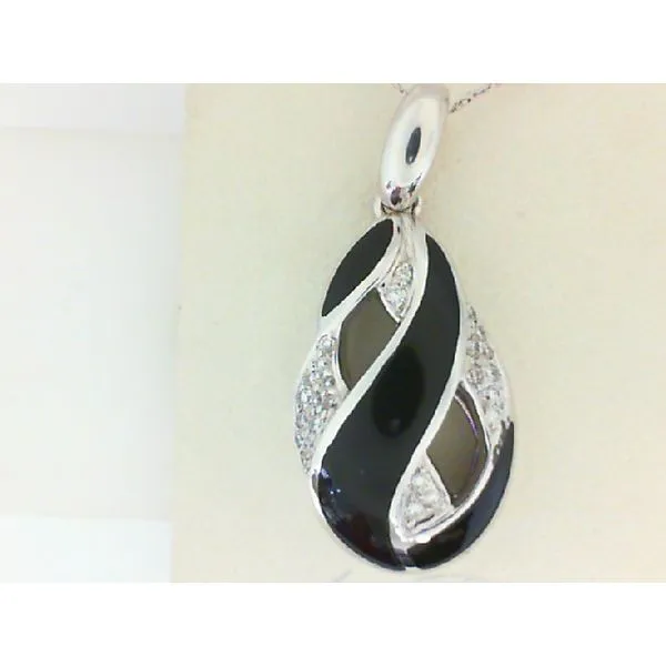 14K White Gold Agate & Diamond Pendant Image 2 Chipper's Jewelry Bonney Lake, WA