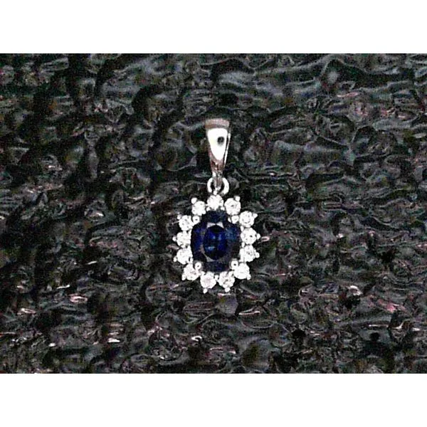 14K White Gold Sapphire & Diamond Pendant Image 2 Chipper's Jewelry Bonney Lake, WA