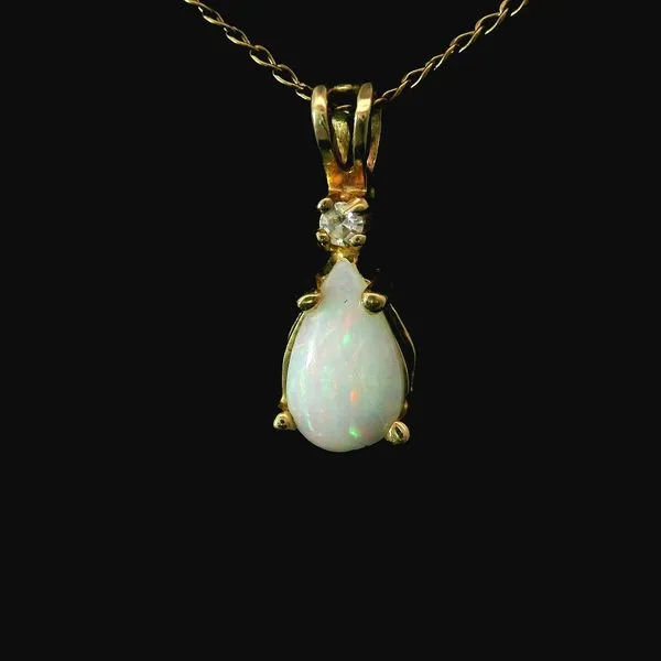 14KY Opal Diamond Pendant w/17