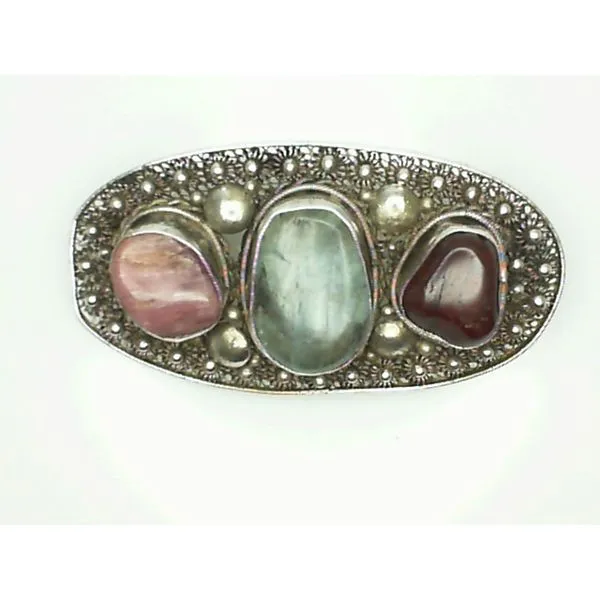 White Metal Brooch with 3 Colored Stones Chipper's Jewelry Bonney Lake, WA
