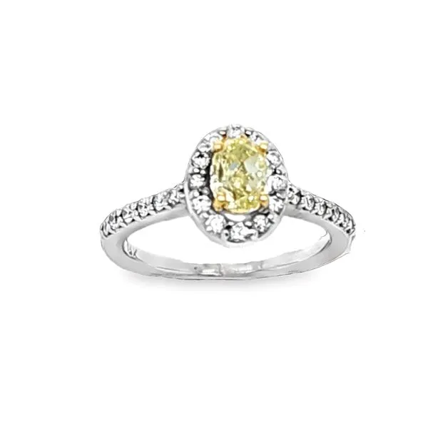 14K White Gold Fancy Yellow Oval Cut Diamond Engagement Ring Classic Creations In Diamonds & Gold Venice, FL