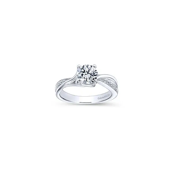 14K White Gold Semi-Mount | Bridged Crossover Design | 0.13ct Diamonds Classic Creations In Diamonds & Gold Venice, FL