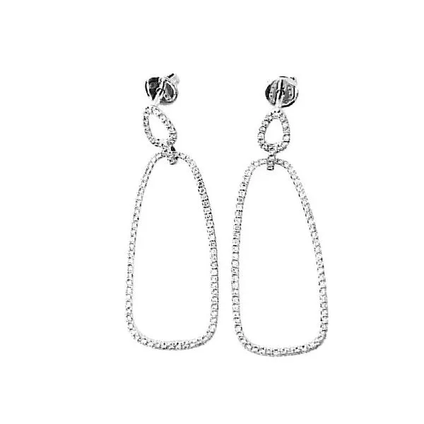 14K White Gold Micro Pavè Diamond Dangle Earrings Classic Creations In Diamonds & Gold Venice, FL