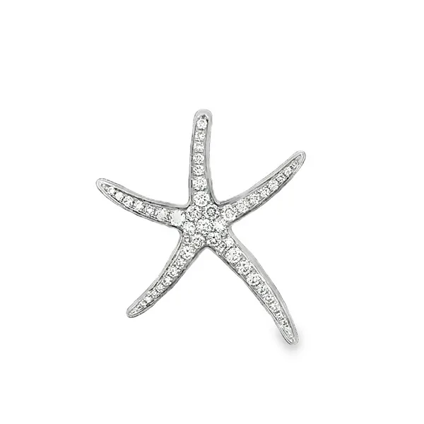 14K White Gold Diamond Medium Dancing Starfish Pendant Classic Creations In Diamonds & Gold Venice, FL