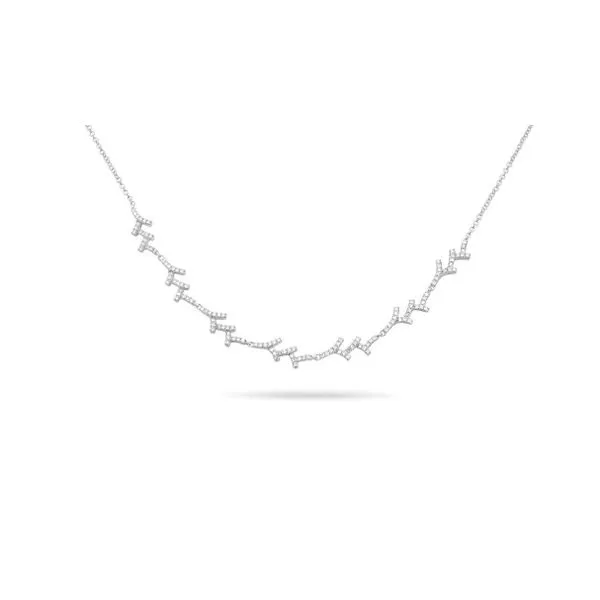 14K White Gold Pavé Diamond Branch Necklace with Cable Chain Classic Creations In Diamonds & Gold Venice, FL