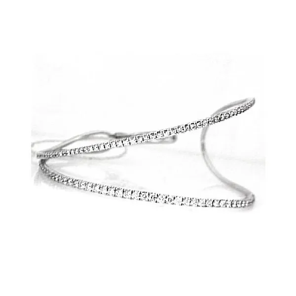 14K White Gold Shula Open Hinged Diamond Bangle Bracelet Classic Creations In Diamonds & Gold Venice, FL