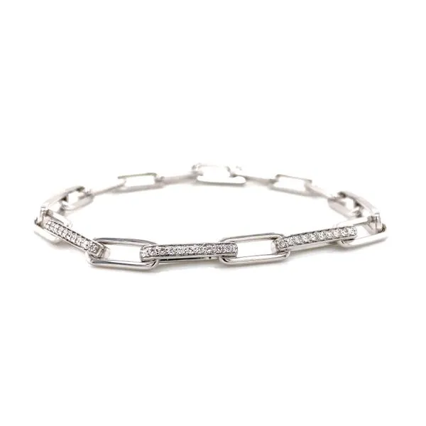 14K Yellow Gold Three Diamond Paperclip Link Bracelet Classic Creations In Diamonds & Gold Venice, FL