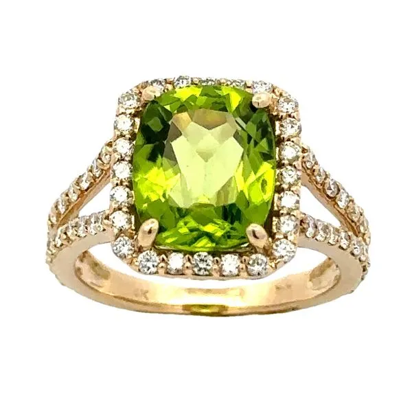 Peridot Diamond Halo Ring Classic Creations In Diamonds & Gold Venice, FL