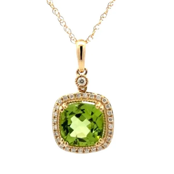 Peridot & Diamond Halo Pendant Classic Creations In Diamonds & Gold Venice, FL