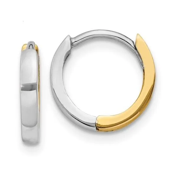 Two-Tone Gold Round Hinged Hoop Earrings Classic Creations In Diamonds & Gold Venice, FL