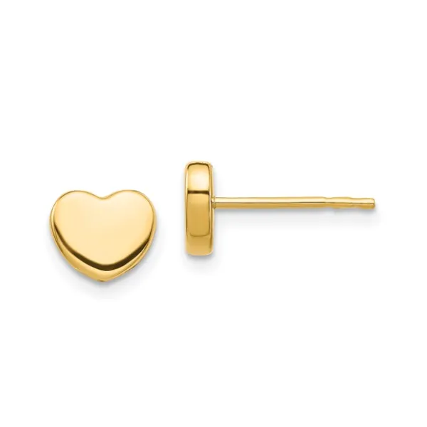 14K Yellow Gold Polished Heart Post Earrings Classic Creations In Diamonds & Gold Venice, FL