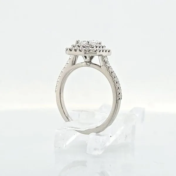 Platinum Double Halo Elongated Radiant Diamond Engagement Ring Image 5 Skaneateles Jewelry Skaneateles, NY