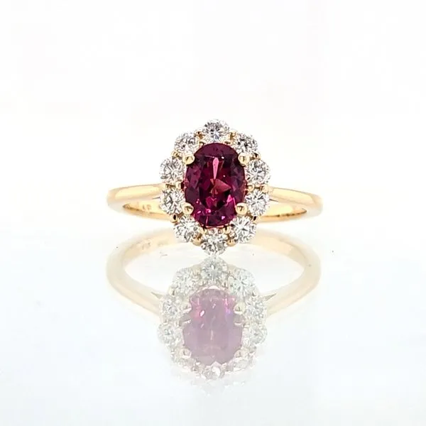 Garnet & Diamond Oval Halo Ring Skaneateles Jewelry Skaneateles, NY