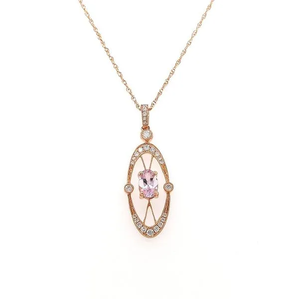 14KR Next Generation .95CTW Diamond and Morganite Pendant with chain Skaneateles Jewelry Skaneateles, NY