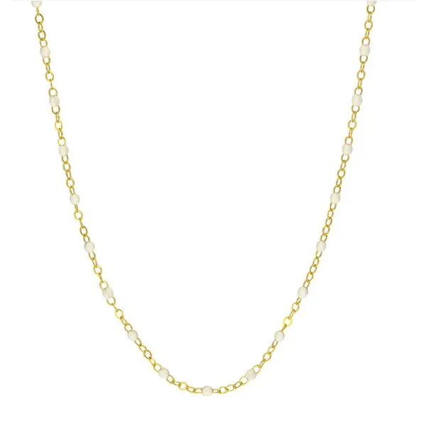 Light White Enamel Bead on Piatto Chain Skaneateles Jewelry Skaneateles, NY