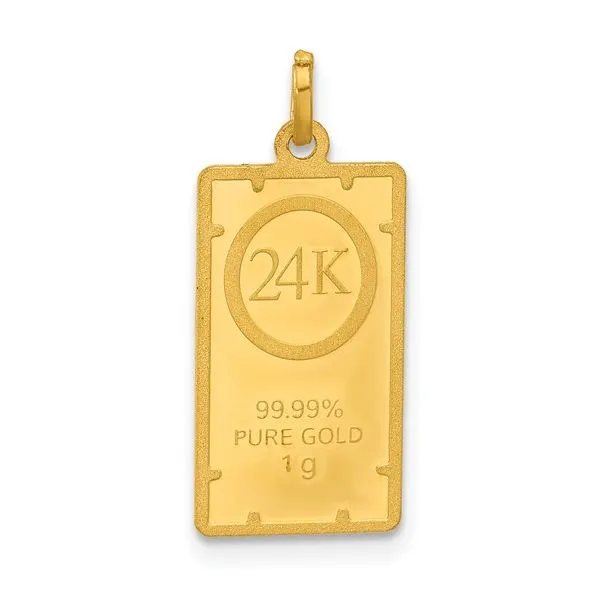 24K Classic Italian Polished and Textured Solid 1g Gold Bar Pendant Skaneateles Jewelry Skaneateles, NY