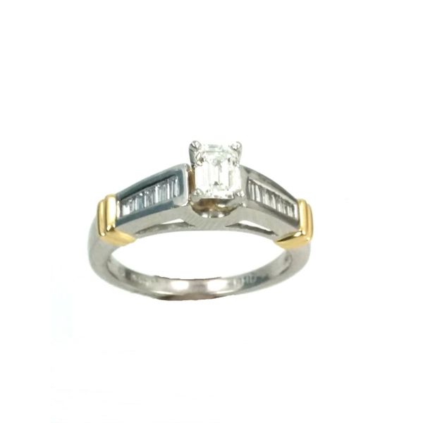 Emerald Cut Diamond Engagement Ring .63ctw Platinum & 14K Yellow Gold Confer’s Jewelers Bellefonte, PA