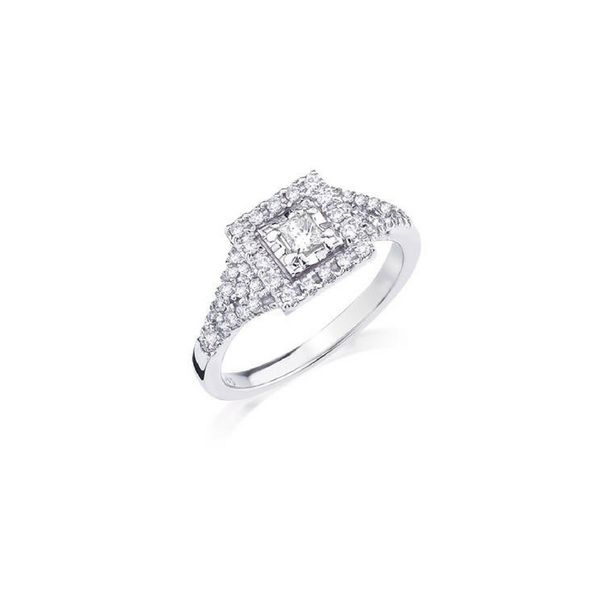 Princess Cut Diamond Halo Engagement Ring .17ctw 10K White Gold Confer’s Jewelers Bellefonte, PA