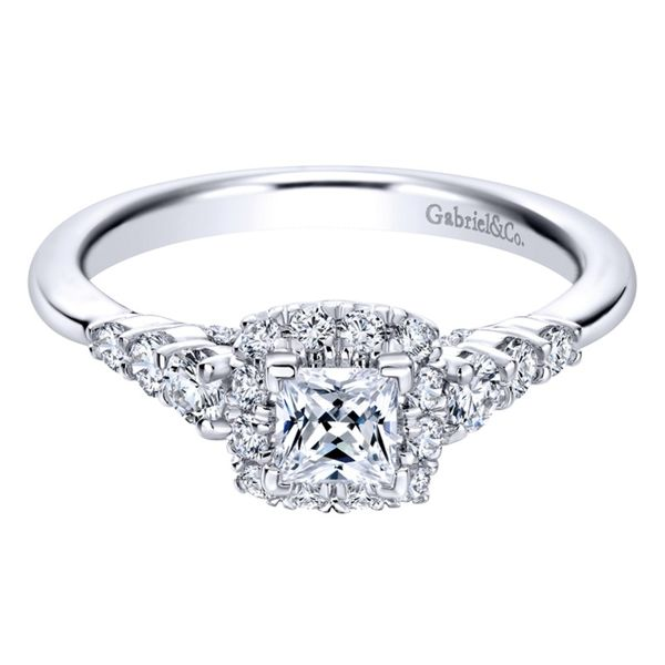 Gabriel NY Princess Cut Halo Stlye Diamond Engagement Ring .90ctw 14K White Gold Confer’s Jewelers Bellefonte, PA