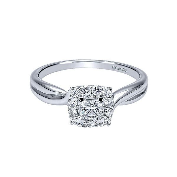 Gabriel NY .44ctw Princess Cut Halo Diamond Engagement Ring 14K White Gold Confer’s Jewelers Bellefonte, PA
