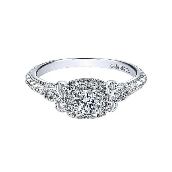 14k White Gold Round Diamond Halo Engagement Ring Confer’s Jewelers Bellefonte, PA