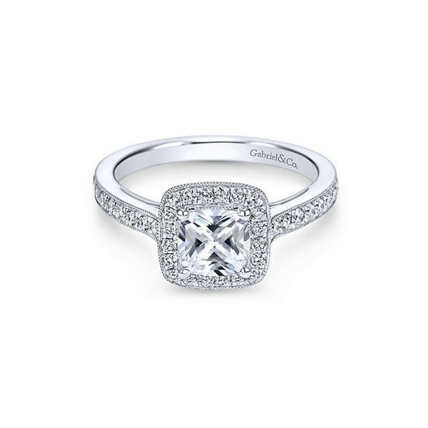 14K Gold Gabriel NY Princess Cut Diamond Halo Engagement Ring Confer’s Jewelers Bellefonte, PA