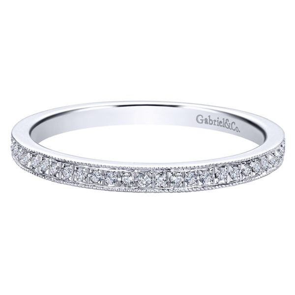Gabriel NY Pave Style Diamond Band with Milgrain Edge .15ctw 14K White Gold Confer’s Jewelers Bellefonte, PA