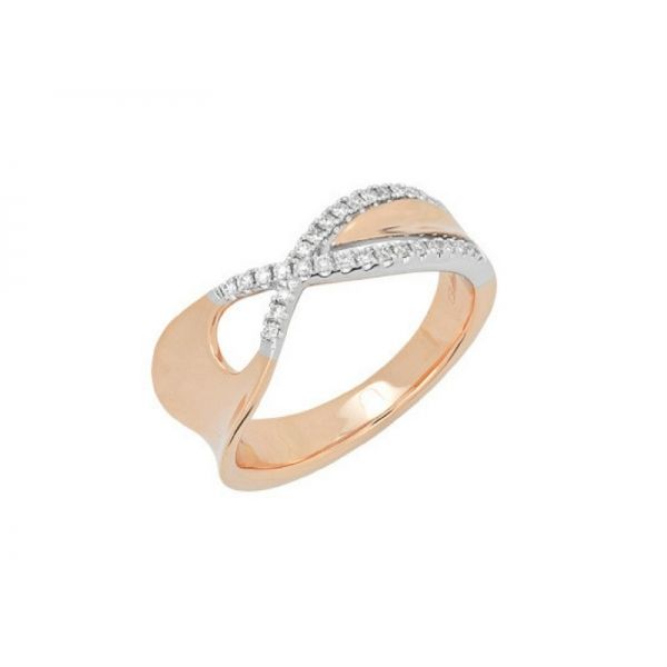 14K Rose & White Gold .16ctw Diamond Criss Cross Ring Confer’s Jewelers Bellefonte, PA