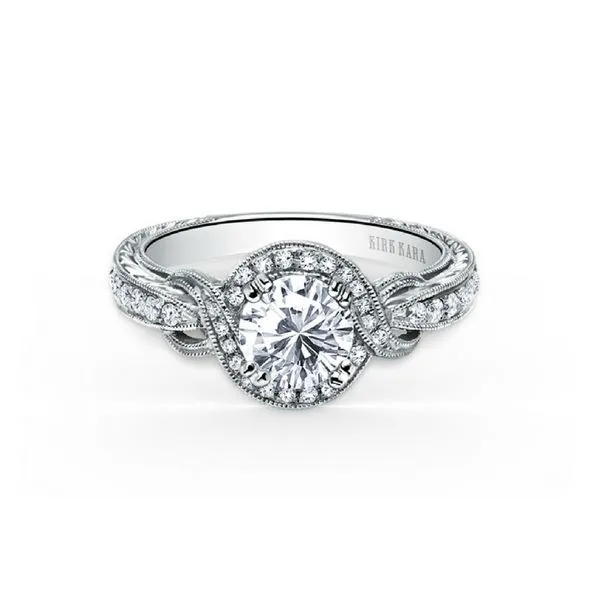 18k white gold twisted halo diamond engagement ring